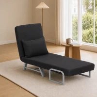 HOMCOM Single Sofa Bed, 3-in-1 Convertible Folding Chair Bed with Adjustable Backrest, Removable Armrests, Black(m-8)