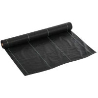 Outsunny Telo per Pacciamatura 50x1 m in PP Drenante e Traspirante per Orto, Serra e Giardino, Nero(m-11)