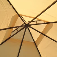 Outsunny Gazebo da Giardino 3 x 3m con 4 Tende Laterali e Doppio Tetto Beige(m-9)