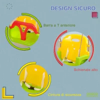 Outsunny Altalena per Bambini 9-36 Mesi in PP e PE con Corda Regolabile e Cintura, 42x33x120-180 cm(m-6)
