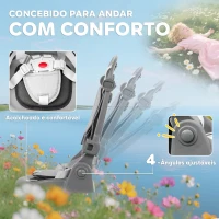 AIYAPLAY Triciclo Evolutivo 6 em 1 Dobrável Assento Giratório de 360° Guidão Parental Encosto Reclinável Toldo 111,5x52x98 cm Cinza(m-6)
