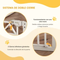 PawHut Barrera para Perros Extensible con Cierre Automático y Sistema de Doble Bloqueo 74-100x76 cm Blanco(m-5)