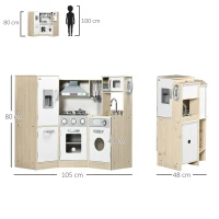 HOMCOM Kids Kitchen Playset, with Accessories, Storage Space(m-3)