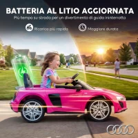 AIYAPLAY Macchina Elettrica per Bambini 3+ Anni 12V Audi R8 Spyder, 3-5 km/h con 2 Motori e Telecomando, Rosa(m-5)