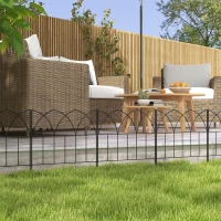 Outsunny Set de 5 Vallas Decorativas para Jardín de Metal 205x45,5 cm Combinación Libre Barrera para Animales Negro(m-9)