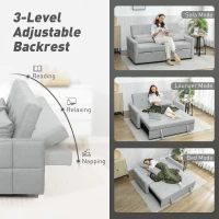 HOMCOM Three-Way Two-Seater Sofa Bed - Light Grey(m-5)