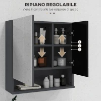 kleankin Armadietto con Specchiera Bagno a 2 Ante e Mensole Regolabili in Legno, 55x17x55cm, Nero(m-4)