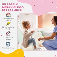 AIYAPLAY Cavallo a Dondolo per Bambini 2-4 Anni a Unicorno con Suoni e Rivestimento Morbido, Bianco(m-8)
