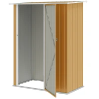 Outsunny Capanno Porta Attrezzi in Metallo con Tetto Inclinato e Porta Bloccabile, 142x86x189 cm, Giallo(m-10)