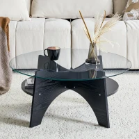 Table basse ronde, design moderne, patins antidérapants, 80x80x36 cm, Transparent(m-4)