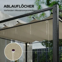 Outsunny Pergola de Jardin Tonnelle de Jardin Extérieur Toit Rétractable 4 Rideaux Protection UV30+3x3m Beige(m-7)