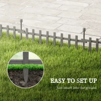 Outsunny 4PCs Wooden Garden Fencing Landscape Edging, Grey(m-4)