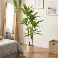 HOMCOM 150cm Lifelike Fake Tree, Artificial Dracaena Tree with Bendable Trunks, Green(m-9)