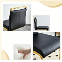 Lot de 2 tabourets de bar style nordique, design épuré et élégant avec piètement métal doré robuste, 39x46.5x96.5 cm, Noir+Doré(m-7)