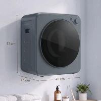 HOMCOM Mini Wäschetrockner 4 kg mit 5 Programme bis zu 60℃ 800W/400W Ablufttrockner mit Edelstahltrommel Grau(m-3)