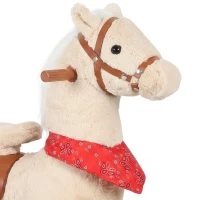 AIYAPLAY Cavallo a dondolo in peluche con testa rotante, ruote scorrevoli e suoni di nitriti, da 2 anni, marrone chiaro(m-4)