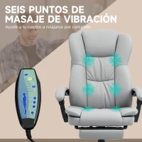 Vinsetto Silla de Oficina con 6 Puntos de Masaje Vibratorio con Altura Ajustable Respaldo Reclinable y Reposapiés Retráctil Gris(m-4)