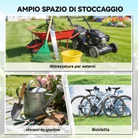 Outsunny Capanno da Giardino in Acciaio con 2 Porte Scorrevoli, Nero, 2,6 m²(m-3)