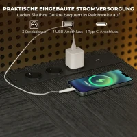 HOMCOM Schreibtisch in L-Form, umkehrbarer Eckschreibtisch mit Schubladen und Regalen, 170 cm, Schwarz(m-6)