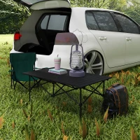 Outsunny Two-Seater Portable Aluminium Table, with Roll-Up Tabletop and Bag - Black(m-9)