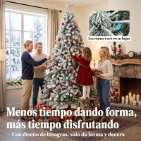 HOMCOM Árbol de Navidad Nevado de 180 cm con 650 Puntas de PVC Ignífugo Ramas Articuladas Montaje Rápido Verde y Blanco(m-6)