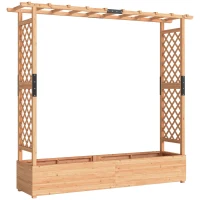 Outsunny Fir Wood 171 x 39 cm Planter and Trellis Garden Bed(m-1)