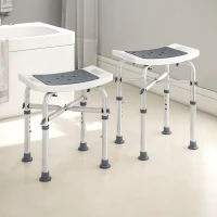 HOMCOM Tabouret de douche chaise de douche - assise rembourré et réglable, patins à ventouses antidérapants, en aluminium gris(m-9)