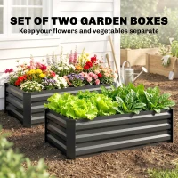 Outsunny Set of Two 60 x 100cm Galvanised Steel Planters, Grey(m-4)