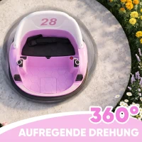 AIYAPLAY Autoscooter, 360° Rotation, 2 km/h Geschwindigkeit, Sicherheitsgurt, LED-Lichter, Musik und Hupe, Rosa(m-4)