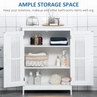 kleankin Modern Bathroom Storage Cabinet, Freestanding Floor Cupboard with Double Doors and Adjustable Shelves for Living Room, Hallway, Kitchen, Entryway, White(m-8)
