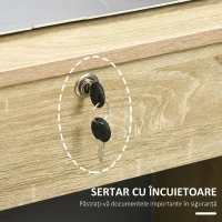 HOMCOM Birou Cameră sau Office Lemn cu 2 Sertare și 2 Chei, 110x50x76 cm, Stejar(m-4)