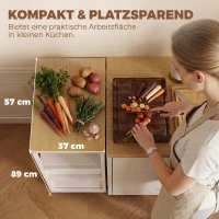 HOMCOM Wózek kuchenny na kółkach z 2 szufladami, otwartą półką i 2 kółkami z blokadą, biały(m-7)