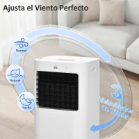 HOMCOM Enfriador de Aire Portátil Silencioso Aire Acondicionado con Pantalla LED y Control Remoto 32x37x74 cm Blanco(m-6)