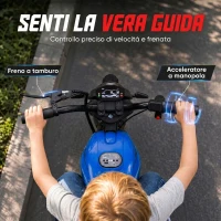 AIYAPLAY Moto da Cross Elettrica per Bambini 24V Motore 180W, 6-12 Anni, Pneumatici 30cm in Gomma, Blu(m-7)