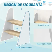 AIYAPLAY Taburet Montessori pentru Copii cu 2 Trepte, Scăunel pentru 3-8 Ani cu Margini Rotunjite, Alb(m-6)