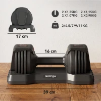 SPORTNOW Set Manubri Regolabili 5 in 1 Quick-Dial 11 kg Nero(m-3)
