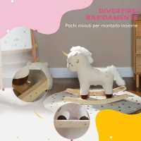 AIYAPLAY Cavallo a Dondolo per Bambini 2-4 Anni a Unicorno con Suoni e Rivestimento Morbido, Bianco(m-6)