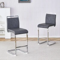 Lot de 2 tabourets de bar style nordique, design élégant, idéal pour cuisine, bar ou restaurant, 38.9x46.5x96.5 cm, Gris foncé+Argent(m-5)