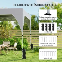Outsunny Pavilion 3x3m Pliabil, Montaj Ușor cu Buton, UPF 50+ Protecție(m-6)