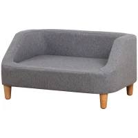 PawHut Canapé pour chien lit pour chien animal domestique style scandinave pieds en bois revêtement tissu déhoussable 75 x 55 x 39 cm - gris(m-11)