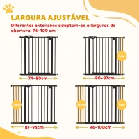 PawHut Barreira de Segurança para Cães 74-100 cm com Extensões, Montagem por Pressão e Duplo Bloqueio, Preto(m-4)