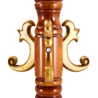 Porte-manteau européen en bois massif, design sculpté et élégant, plusieurs crochets à hauteurs variées, 48x48x195 cm, Couleur naturelle(m-10)