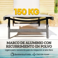 Outsunny Juego de 2 Tumbonas Reclinables de Jardín de Aluminio con Respaldo Ajustable y Ruedas 165x66x102 cm Blanco Mate(m-6)