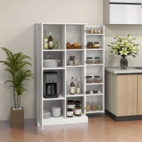 HOMCOM Credenza Cucina con 2 Ante, Ripiani Regolabili, per Sala da Pranzo Salotto, 80x43x160 cm, Bianco Effetto Legno(m-2)