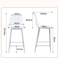Lot de 4 tabourets de bar transparents, design moderne au look aérien, 51x45x102 cm, Argent(m-3)