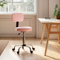 HOMCOM 360° Swivel Seat Salon Stool - Pink(m-10)