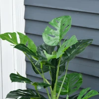 Outsunny Plante artificielle modèle Monstera avec 21 feuilles en pot ciment, intérieur ou extérieur, dim. Ø16 x 100H cm(m-8)