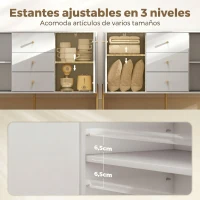 HOMCOM Aparador Moderno de 2 Puertas Aparador de Salón con 3 Cajones Estantes Ajustables Blanco 120x39,1x76 cm(m-5)