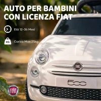 AIYAPLAY Macchina Cavalcabile per Bambini 12-36 Mesi Licenza Fiat con Musica e Clacson, Bianco(m-3)