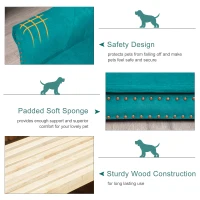 PawHut Dog Sofa with Soft Cushion, Pet Bed Cat Chair Couch with Water Resistant Fabric, Sponge Padded, Washable Cover, Easy Installation, Wooden Legs for Mini Sized Dogs - Green(m-4)